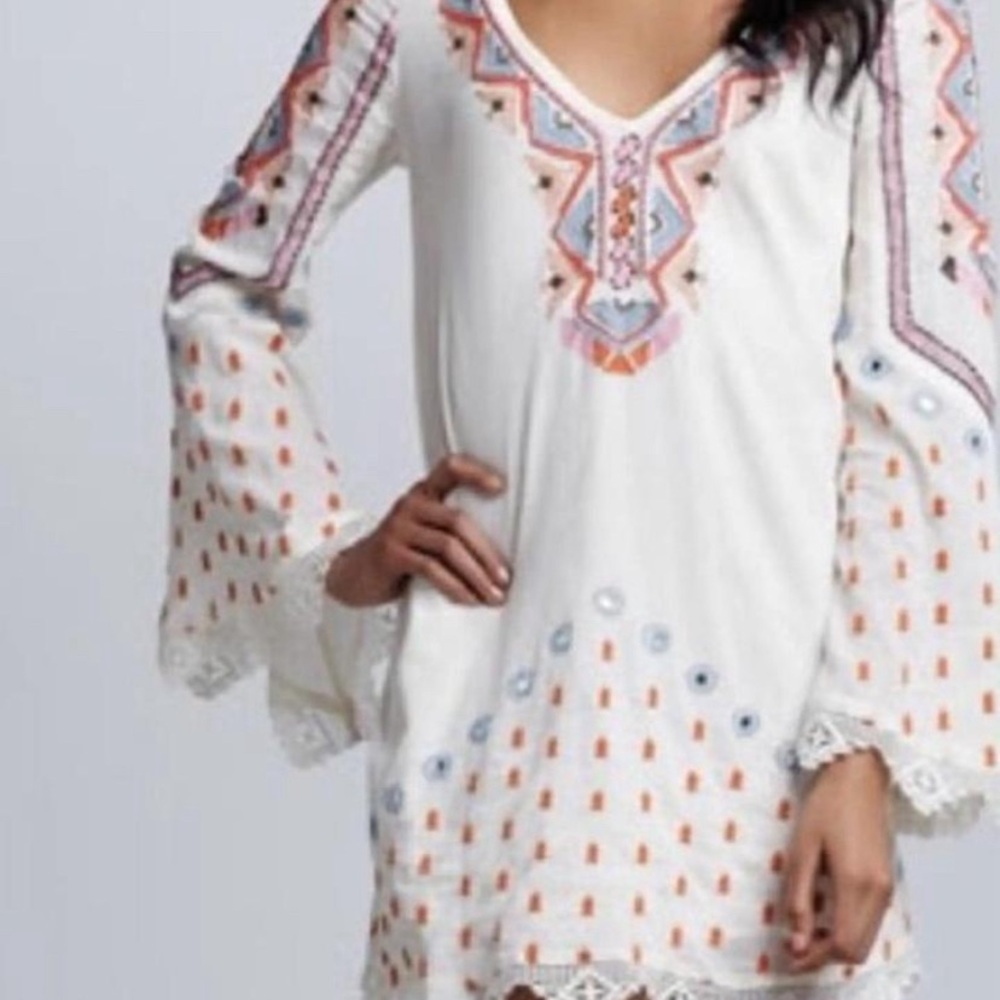Embroidered White Boho Dress